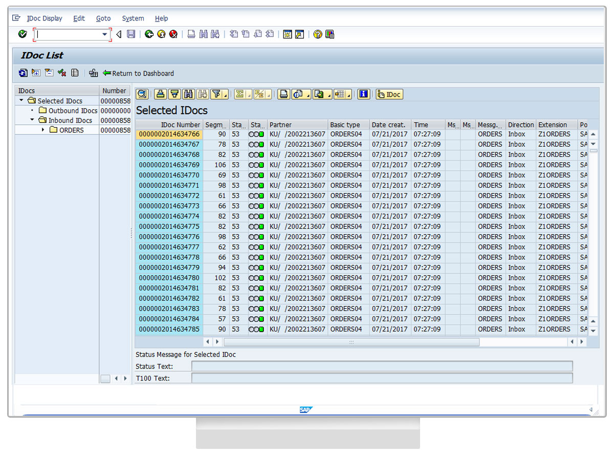 Liquid UI for SAP GUI - SAP WM - IDoc List