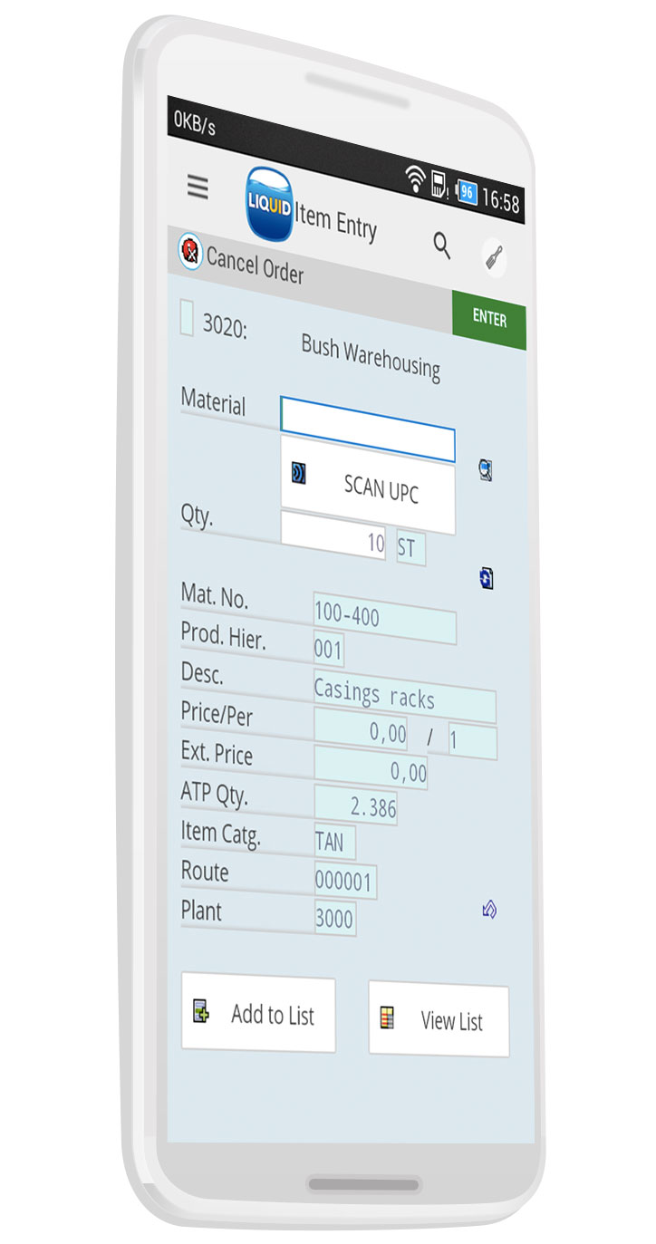 Liquid UI for Android - SAP MM - Item Entry