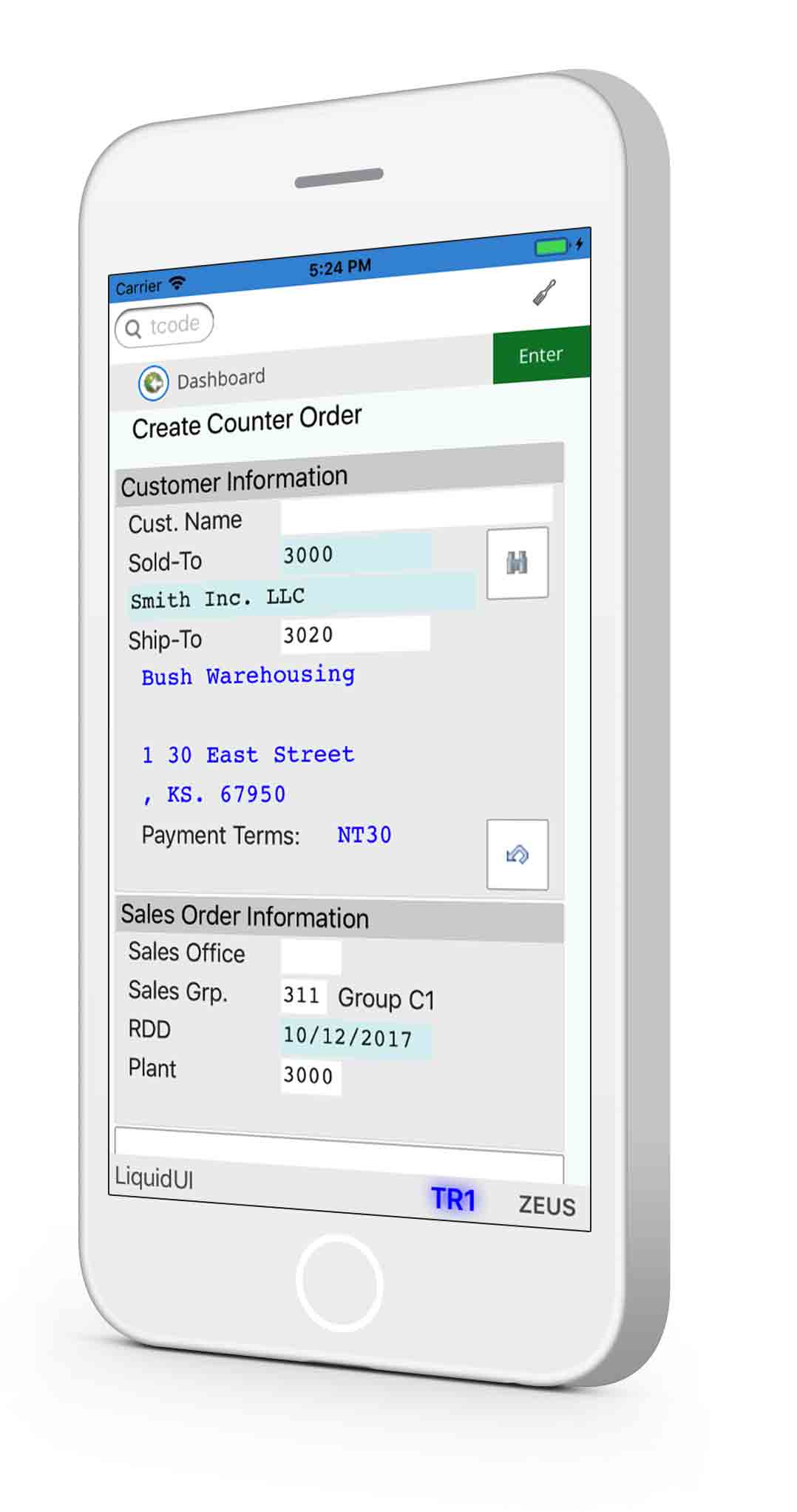 Liquid UI for iOS - SAP MM - Create Counter Order