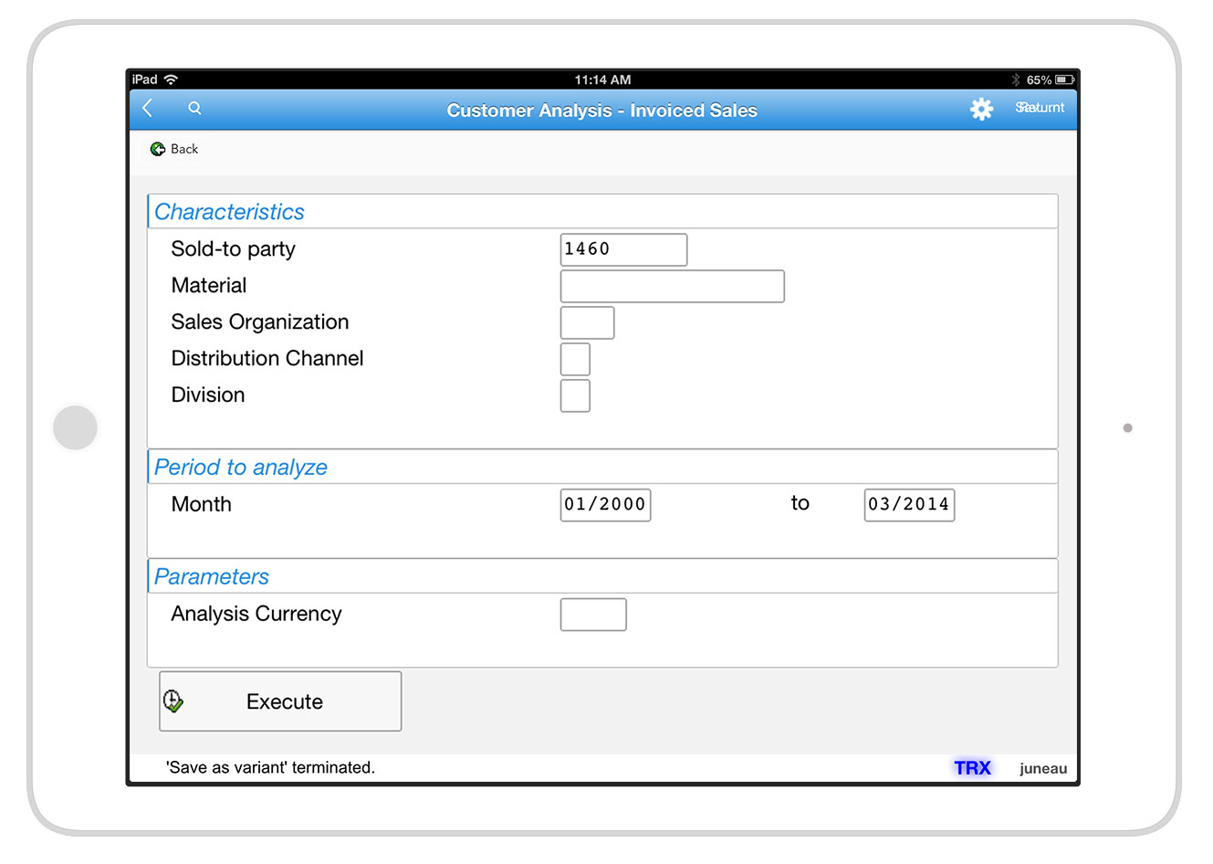 Liquid UI for iOS/Android - SAP SD - Search Criteria