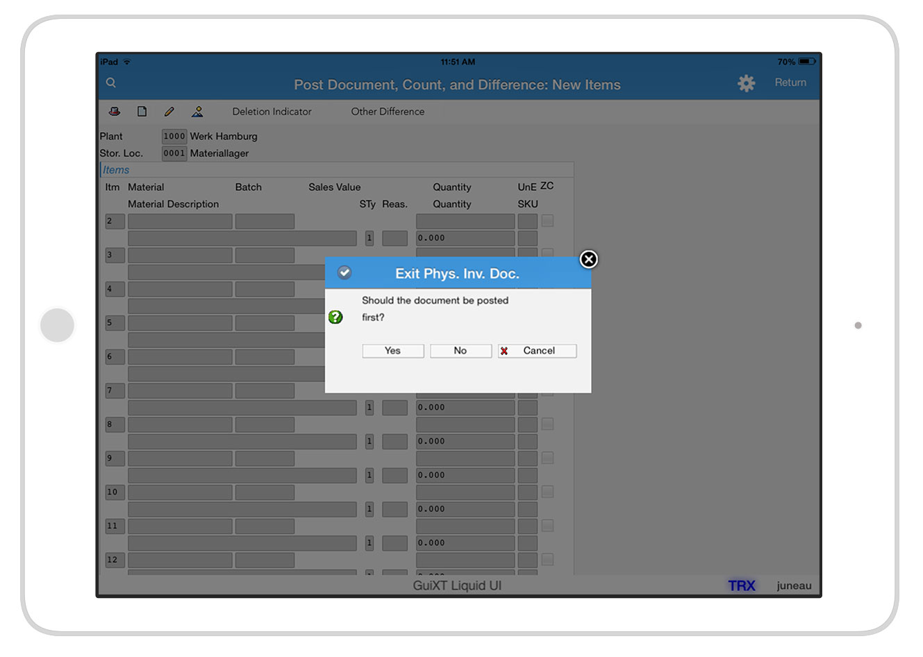 Liquid UI for iOS/Android - SAP WM - Cycle Count Inventory Difference