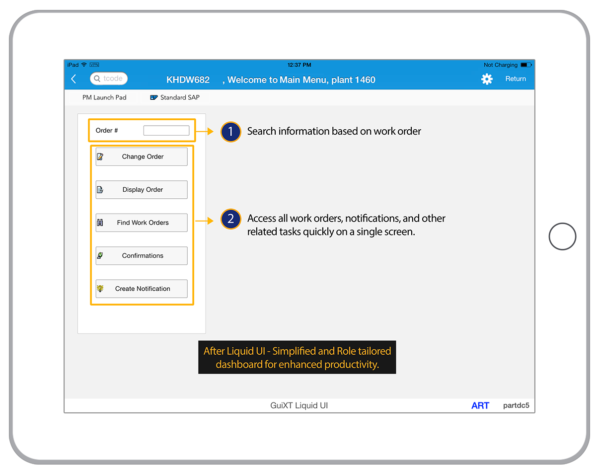 Liquid UI for iOS - SAP MM - Dashboard