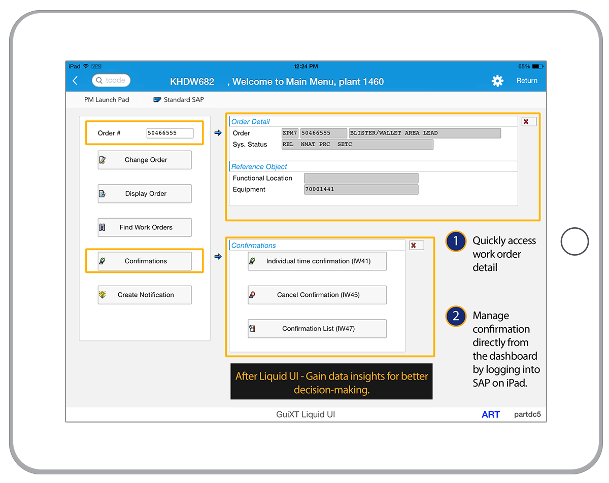 Liquid UI for iOS - SAP PM - Confirmation and Order Detail