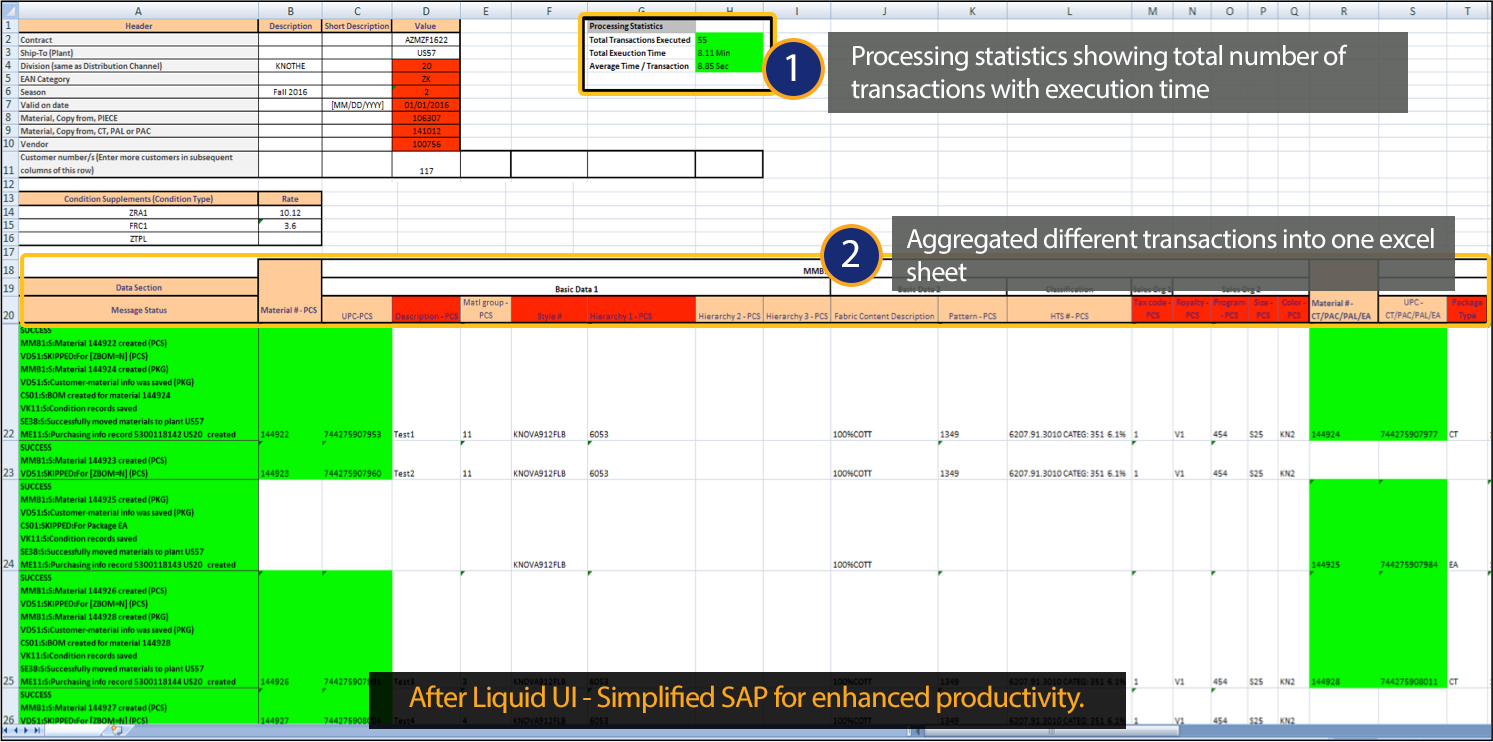 Liquid UI for Excel - SAP MM - Create Material Order