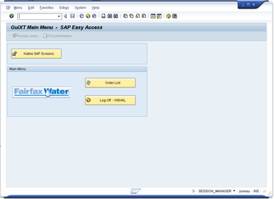 Fairfax Water - SAP Main Menu